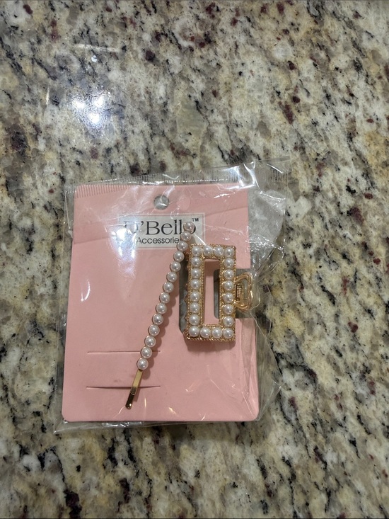 D’Bello Accessories - D’Bello Faux Pearl Hair Clip & Bobby Pin Set Gold Tone Pearl Barrette Hair